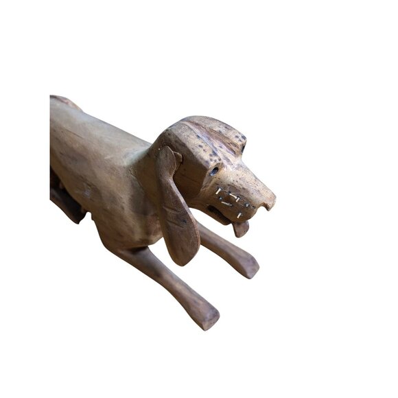 Hand-Carved Wooden Dogs Hound Hunting Schnauzer Figure Primitive Rustic Decor - Picture 10 of 16